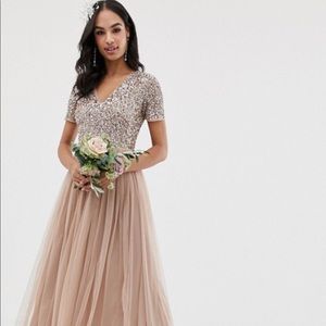 Asos Maya Bridesmaid v neck maxi tulle dress